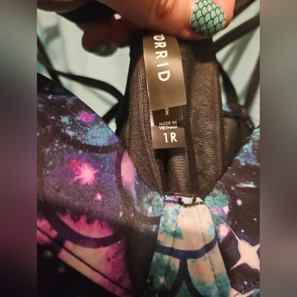 Torrid Blue Mermaid Slim Fix Underwire Strappy Back One Piece Swimsuit 1R - Picture 5 of 6